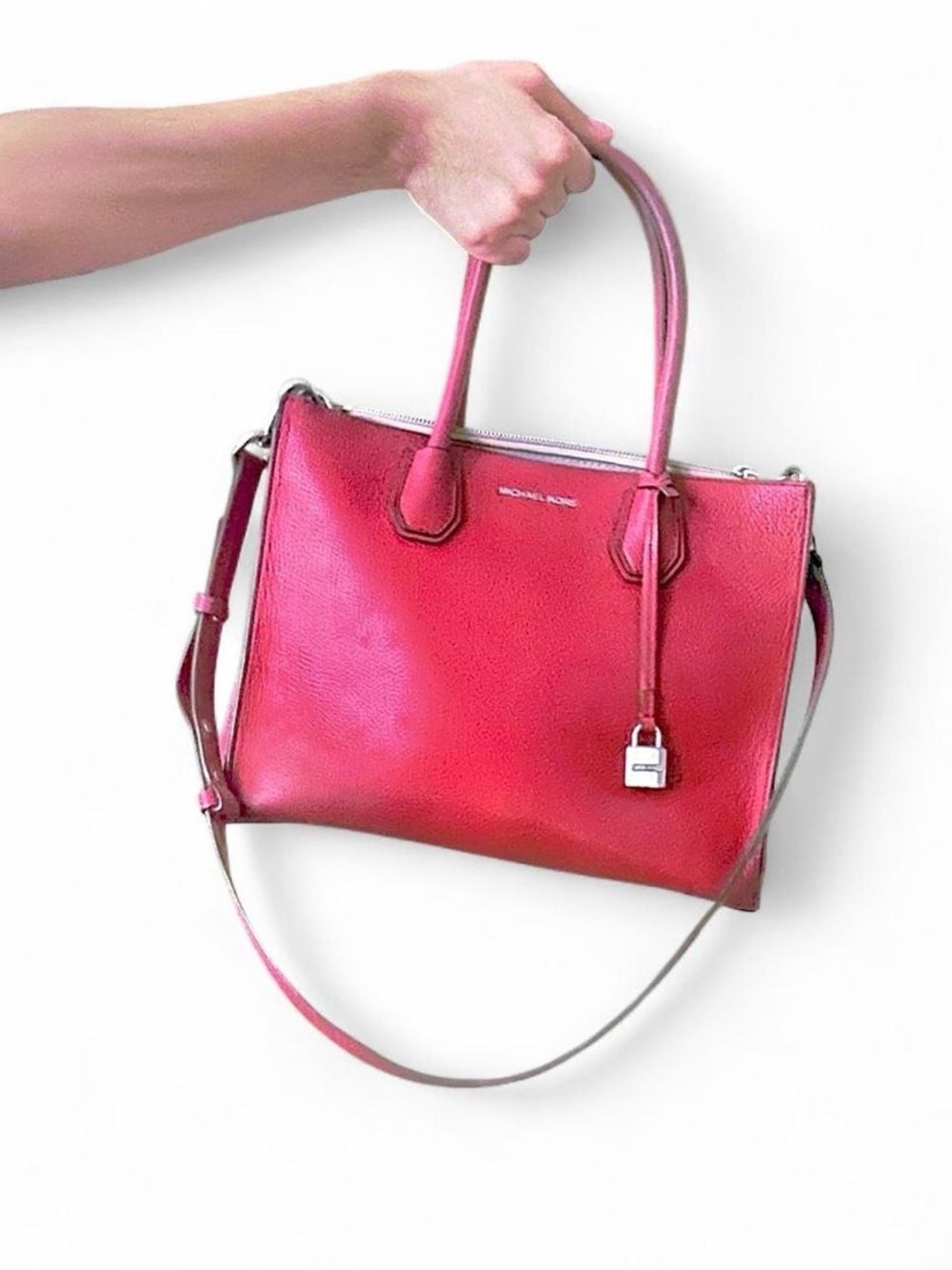 Michael Kors Red Leather Satchel/Crossbody Bag